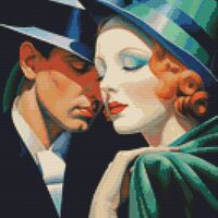 Art Deco Couple Cross Stitch Pattern - Thumbnail 1
