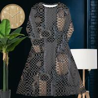 All-over print long sleeve midi dress - Thumbnail 5