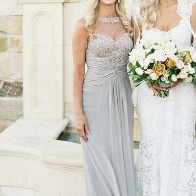 Elegant mother of the bride/groom dress simple chiffon evening formal prom dress