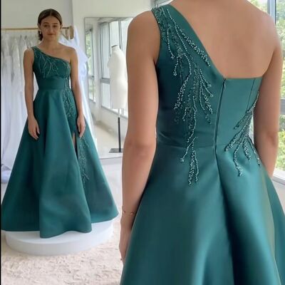 Elegant mother of the bride/groom dress green beading crytals evening formal prom dress