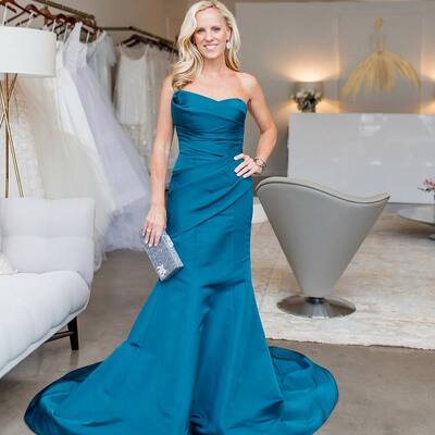 Elegant mother of the bride/groom dress blue sheath evening formal prom dress