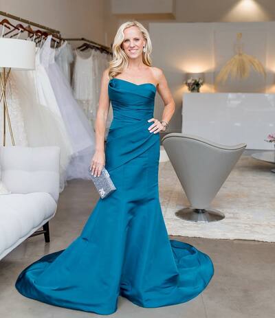Elegant Mother of the Bride/Groom Dress Blue Sheath Evening Formal Prom Dress