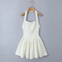 Sexy backless slim fit sweet halter neck polka dot dress - Thumbnail 2