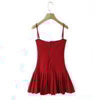 Sexy low-cut stitching suspenders pleated miniskirt dress - Thumbnail 1