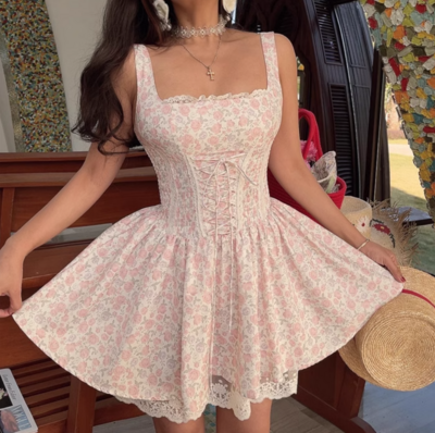 Drawstring waist elasticated princess dress