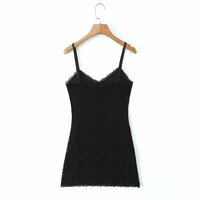 Sexy Lace Jacquard V-neck Short Sling Dress - Thumbnail 1