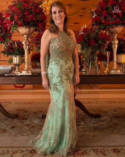 Elegant Mother of the Bride/Groom Dress Green Lace Appliques Evening Formal Prom Dress