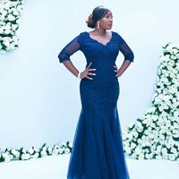 Elegant Mother of the Bride/Groom Dress Royal Blue Long Sleeve Lace Evening Formal Prom Dress - Thumbnail 5