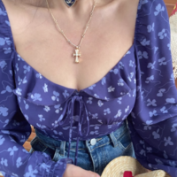 Sexy Square Neck Holiday Casual Floral Print Long Sleeve Shirt - Thumbnail 6