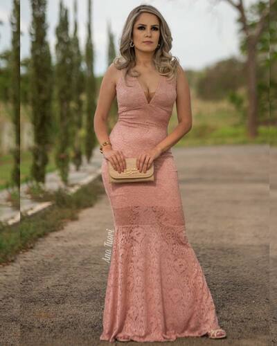 Elegant Mother of the Bride/Groom Dress Pink Sheath Lace Evening Formal Prom Dress