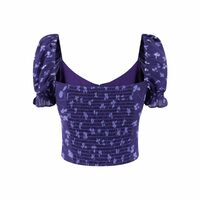 Square neck open back puff sleeve small floral casual shirt - Thumbnail 2