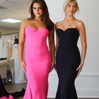 Elegant Scoop Neck Pink Satin Long Mermaid Prom Dresses ,PD230892 - Thumbnail 2