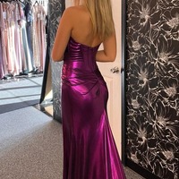 Charming Purple Sweetheart Purple Satin Long Mermaid  Formal Prom Dress,PD230899 - Thumbnail 2