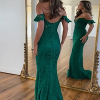Elegant Sweetheart Dark Green Lace Long Mermaid Prom Dresses with Beading,PD230902 - Thumbnail 1
