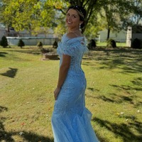 Cute Off the Shoulder Light Blue Lace Mermaid Prom Dresses,PD230908 - Thumbnail 1