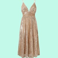 Sexy Backless Spaghetti Strap Luxury Sequins Dress - Thumbnail 5
