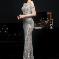 Off Shoulder Luxury Mermaid Evening Dress  - Thumbnail 5