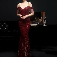 Off Shoulder Luxury Mermaid Evening Dress  - Thumbnail 6