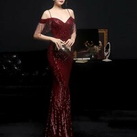 Off Shoulder Luxury Mermaid Evening Dress  - Thumbnail 7