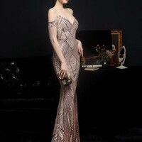 Off Shoulder Luxury Mermaid Evening Dress  - Thumbnail 10
