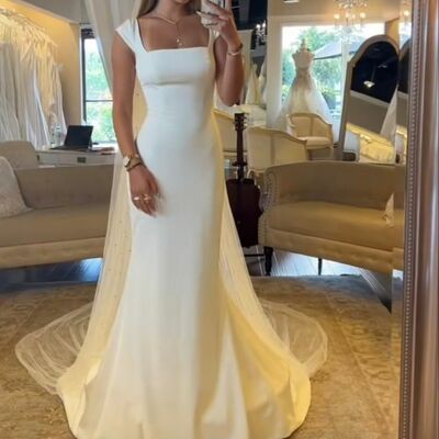 Elegant mermaid scoop beach boho wedding dress bridal gowns