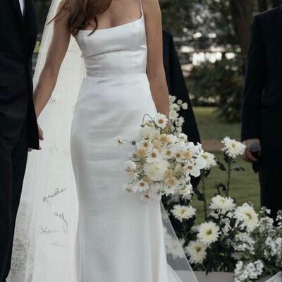 Elegant mermaid simple beach boho wedding dress bridal gowns