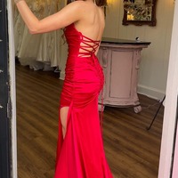 Charming Strapless Teal Lace-Up long Mermaid Prom Dress with Slit,PD230910 - Thumbnail 1