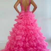 Cute Sweetheart Pink Tiered Tulle A Line Prom Dresses ,PD230917 - Thumbnail 1
