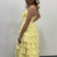 Cute Sweetheart Pink Chiffon Tiered A Line Long Prom Dresses with Slit,PD230920 - Thumbnail 1