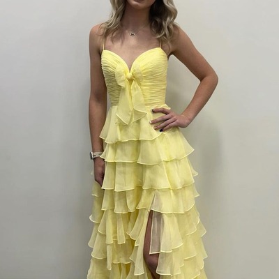 Cute sweetheart pink chiffon tiered a line long prom dresses with slit,pd230920