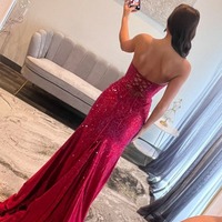 Cute Sweetheart Fuchsia Satin Long Mermaid Prom Dresses with Beading ,PD230922 - Thumbnail 1