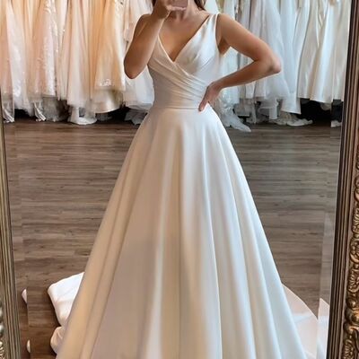 Elegant a line sleeveless beach boho wedding dress bridal gowns