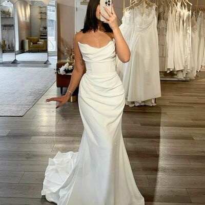 Elegant sheath sleeveless beach boho wedding dress bridal gowns