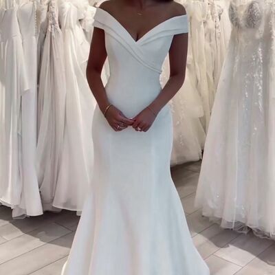 Elegant sheath sleeveless off the shoulder beach boho wedding dress bridal gowns