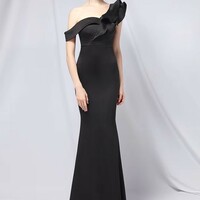 Elegant Off Shoulder Ruffles Long Mermaid Dress - Thumbnail 7