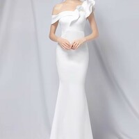 Elegant Off Shoulder Ruffles Long Mermaid Dress - Thumbnail 6