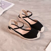 New round toe hollow sandals women's platform wedge sandals - Thumbnail 2