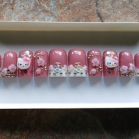 HELLO KITTY LOVE 😻 💕 NON-TOXIC NAIL POLISH PRESS-ONS By Nubian Collection Artwear 👑 - Thumbnail 1