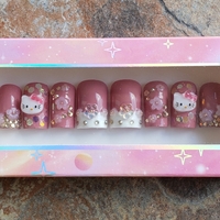 HELLO KITTY LOVE 😻 💕 NON-TOXIC NAIL POLISH PRESS-ONS By Nubian Collection Artwear 👑 - Thumbnail 3