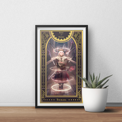 Tsukasa art print | gold metallic .//hack painting | isekai tarot collector print 