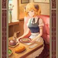 Aletta Art Print | Gold Metallic Restaurant to Another World Painting | Isekai Tarot Collector Print  - Thumbnail 1