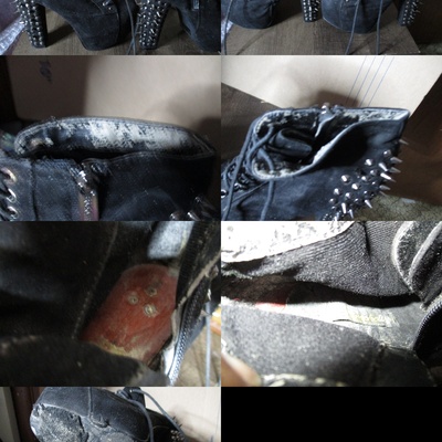 Black spike heel boots(very used)
