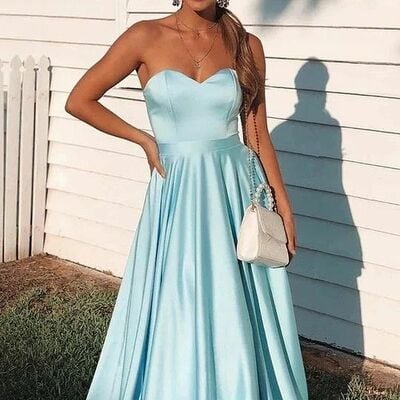 Elegant mother of the bride/groom dress blue evening formal prom dress