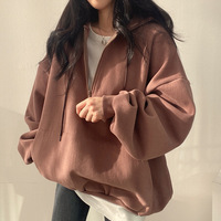 Korean Fashion Solid Color Hoodie Pullover Sweater - Thumbnail 3