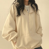 Korean Fashion Solid Color Hoodie Pullover Sweater - Thumbnail 7