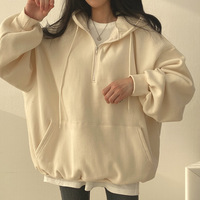 Korean Fashion Solid Color Hoodie Pullover Sweater - Thumbnail 8