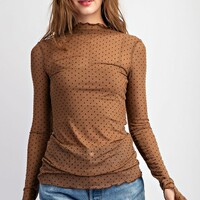 Polka Dot Mesh Top - Thumbnail 1