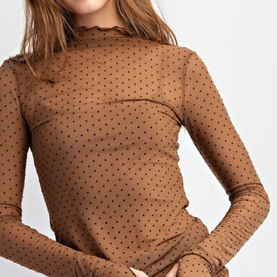 Polka dot mesh top