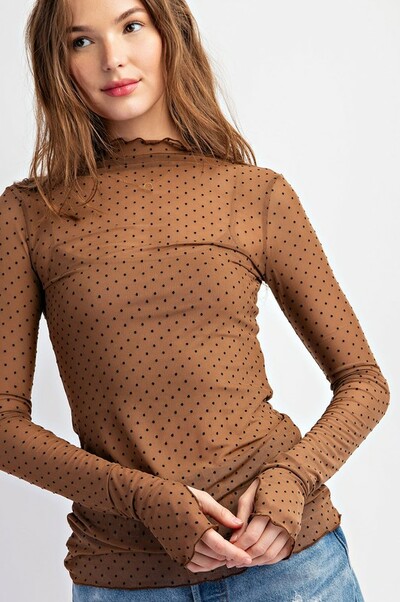 Polka Dot Mesh Top