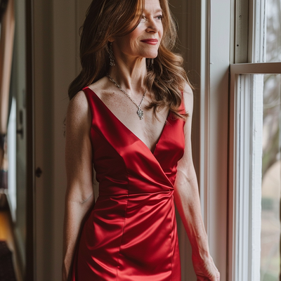 Elegant mother of the bride/groom dress red evening formal prom dress